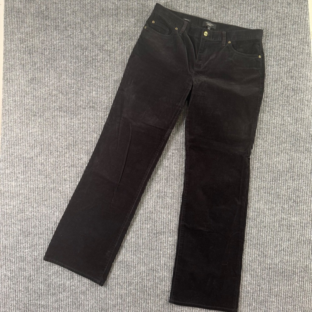 Talbots Womens 12 Black Corduroy Pants Bootcut Signature‎ Fit Classic Y2K Preppy